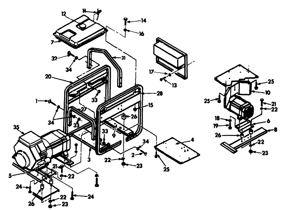 Cradle Diagram and Parts List for 9404-1-3ZC40  Briggs and Stratton Generator